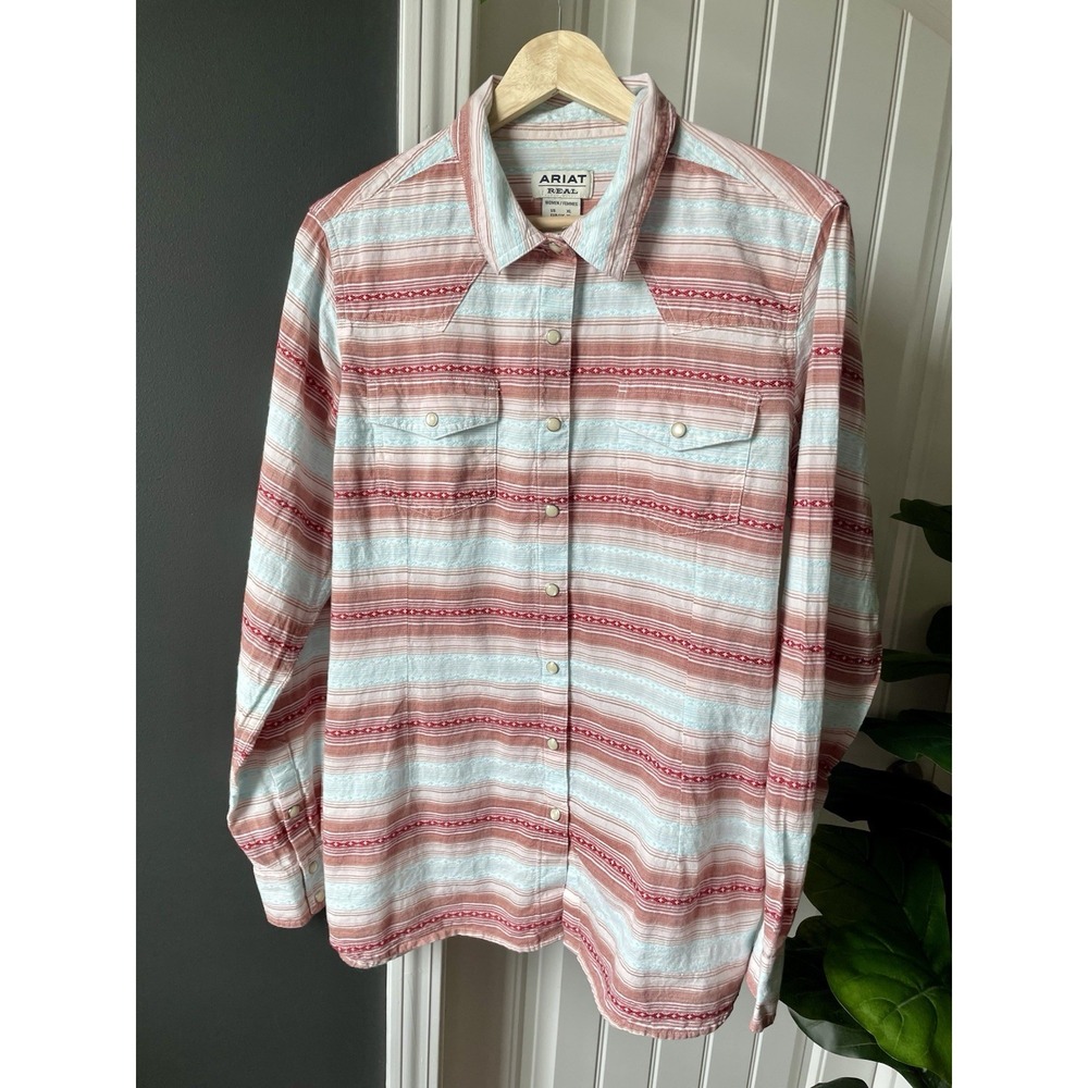 Ariat Savannah Jacquard Striped Snap Western Shirt Collared L/S XL Women's